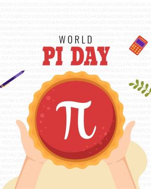 Illustration of a pie with the Pi symbol on it, celebrating World Pi Day.