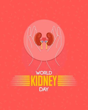 Illustration of hands cradling kidneys with the text 'World Kidney Day'