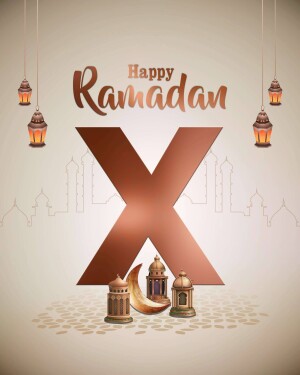 Ramadan greeting with a large letter X and traditional lanterns