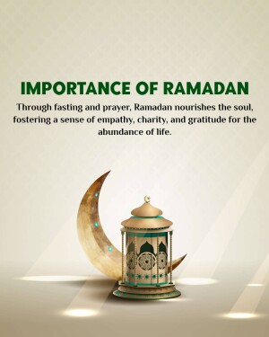 Ramadan crescent moon and lantern with inspirational quote