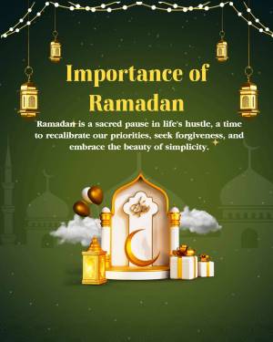 Ramadan greeting with mosque and lanterns