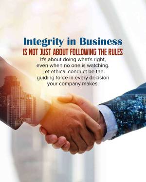 Handshake symbolizing integrity and ethical business practices with a city skyline background.