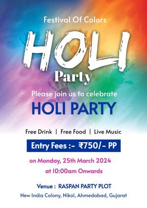 Colorful Holi Party Poster with Event Details