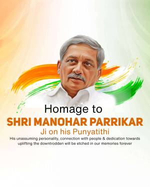 Portrait of Shri Manohar Parrikar with Indian flag background