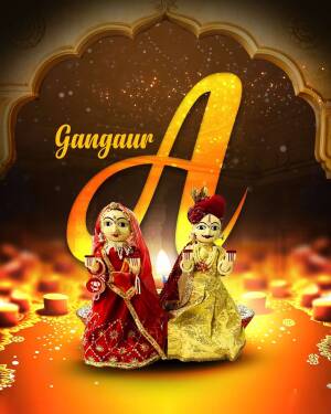 Gangaur festival image with traditional dolls and candles