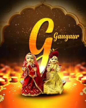 Traditional Rajasthani puppets depicting a Gangaur celebration with lit lamps.