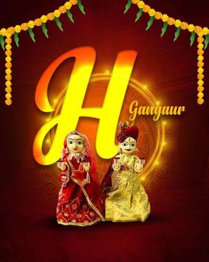 Gangaur festival celebration with traditional dolls and floral decorations