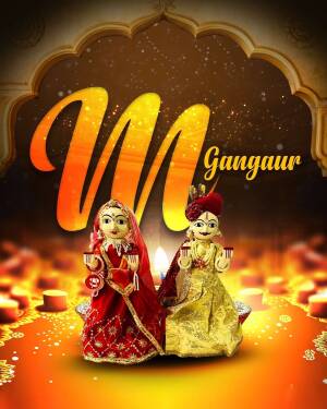 Gangaur festival image with traditional puppets