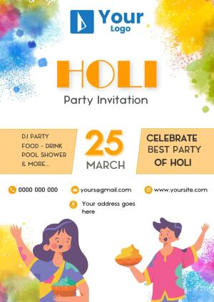 Holi Party Invitation Flyer For WhatsApp