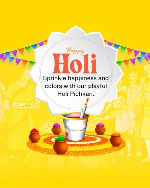 Happy Holi greeting with Pichkari and colors