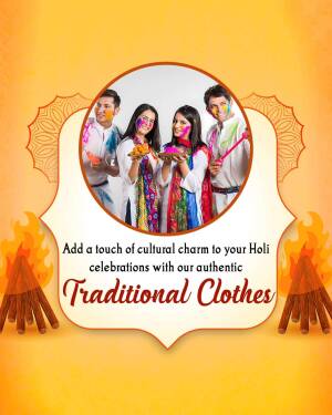 Group of young people celebrating Holi with colorful powders and traditional Indian clothing.