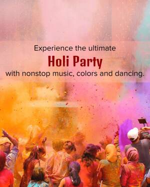 People celebrating Holi with vibrant colors and music