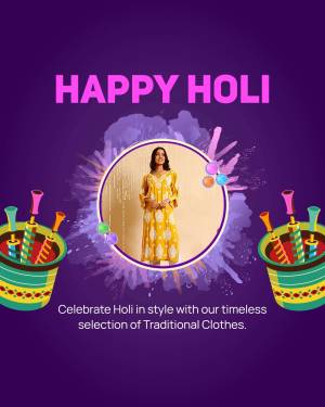 Woman in traditional clothing celebrating Holi festival