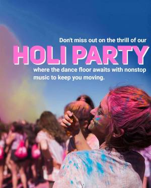 People celebrating Holi with vibrant colors and dancing