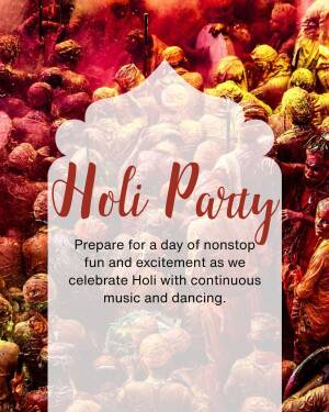 Holi Party invitation with colorful people and text
