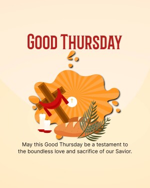 Good Thursday religious graphic with cross, bread, and wine