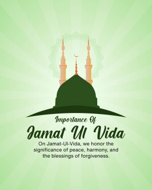 Jamat Ul Vida greeting card with mosque illustration