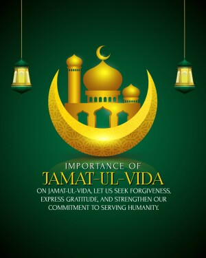Golden crescent moon with mosque and lanterns for Jammat-ul-Vida