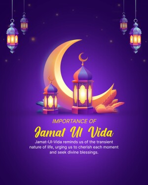 Ramadan farewell illustration with crescent moon and lanterns