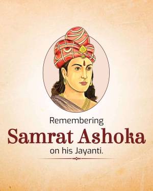 Portrait of Samrat Ashoka with text commemorating his Jayanti