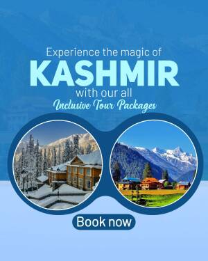 Kashmir Tour Packages advertisement with scenic views
