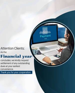 Woman working on computer with payment reminder notice