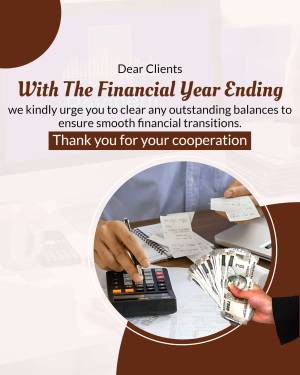 Image reminding clients to clear outstanding balances before the financial year ends.