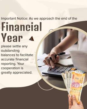 Reminder to settle outstanding balances before the end of the financial year.