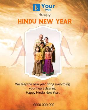 Family celebrating Hindu New Year with kites in the background