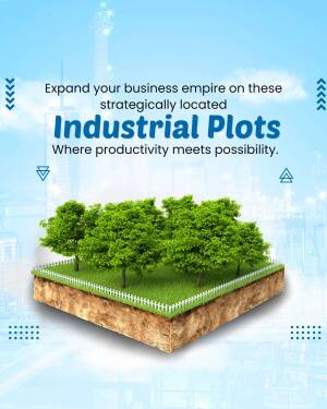 Image of industrial plots with a cityscape and green landscape