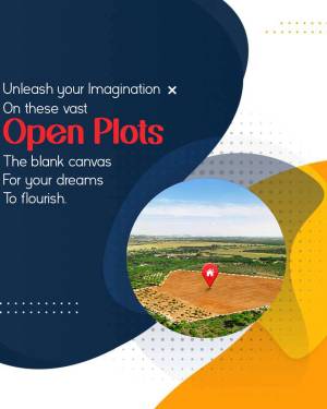 Image of open plots with a landscape view and promotional text.