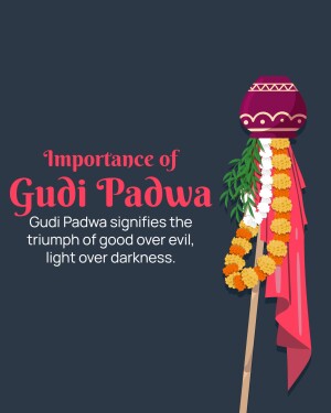 Illustration of a Gudi Padwa flag with text explaining its significance
