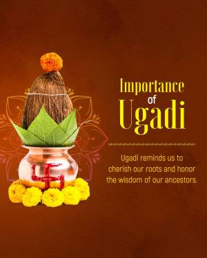 Ugadi Pooja with coconut, betel leaves, and flowers