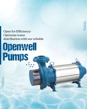 Blue Openwell submersible pump on a light blue water background