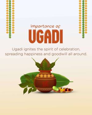 Ugadi festival graphic with traditional elements