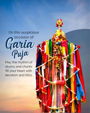 A colorful Garja Puja structure decorated with flowers and ribbons.