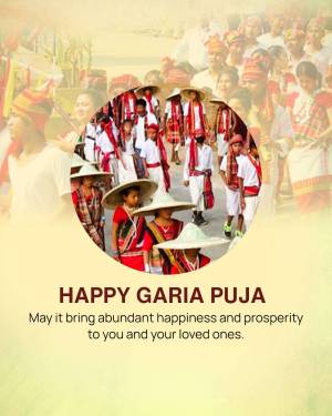 Group of people in traditional attire celebrating Garia Puja