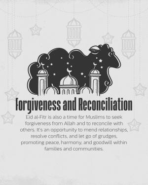 Eid al-Fitr greeting with a sheep silhouette and mosque background