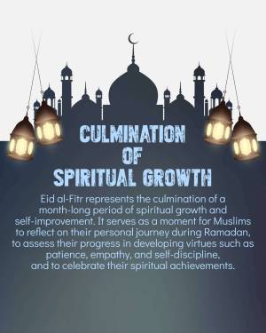Eid al-Fitr graphic with mosque silhouette and lanterns