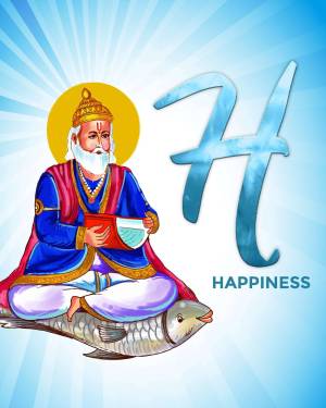 Illustration of Lord Vishnu as Matsya Avatar, riding a fish.