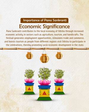 Image depicting the economic importance of Pana Sankranti festival in Odisha with traditional decorations.