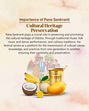 Image depicting the importance of Pana Sankranti in preserving Odisha's cultural heritage with fruits and traditional elements.