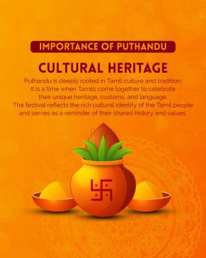 Image depicting Puthandu, the Tamil New Year, with traditional elements.