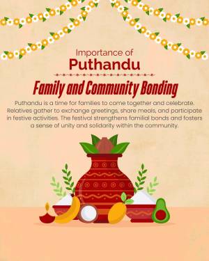 Puthandu festival poster with traditional decorations and food