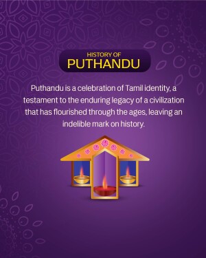 Image depicting the history and celebration of Puthandu, the Tamil New Year, with traditional elements.