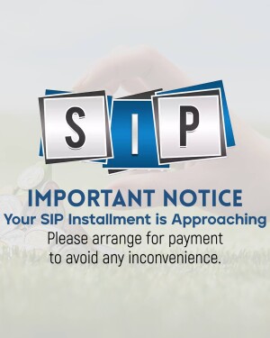 Image displaying a SIP installment notice with a visual of building blocks forming the letters SIP.