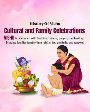 Vishu celebration with a woman and child, and a display of auspicious items.