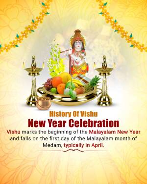 Vishu New Year Celebration with Krishna and traditional elements