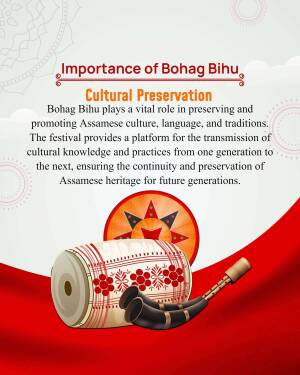 Image depicting the cultural significance of Bohag Bihu with traditional instruments.
