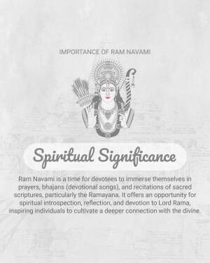 Image depicting Lord Rama with text about the spiritual importance of Ram Navami